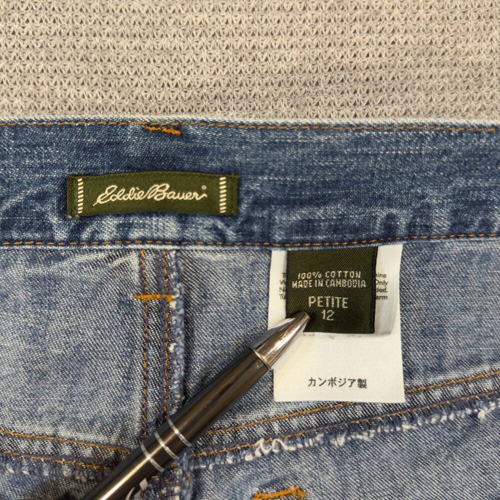 Eddie Bauer Cropped Jeans Womens Petite 12 Relaxed Fit Blue Denim 100% Cotton - Picture 8 of 14